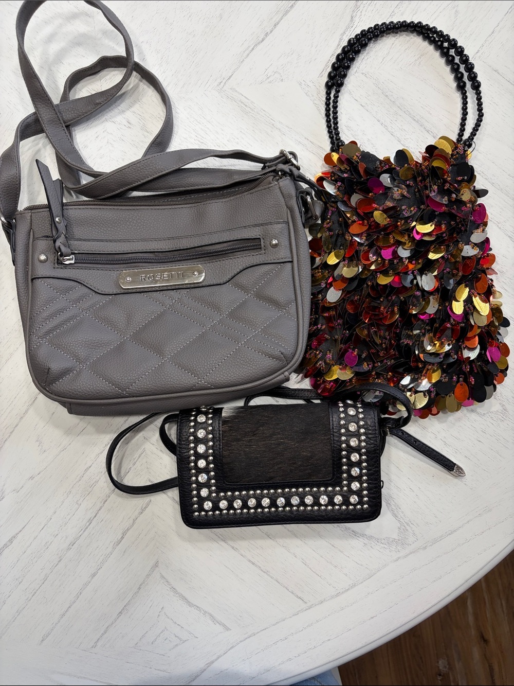 Rosetti Gray with Front Zip and Logo Plaque plus two more bags! Bundle deal.